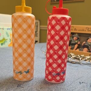Red and Yellow Checkered Squeeze Bottles